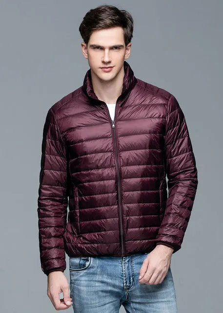 New Autumn Winter Man Duck Down Jacket Ultra Light Thin Plus Size Spring Jackets Men Stand Collar Outerwear Coat