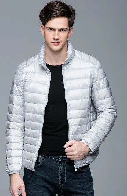 New Autumn Winter Man Duck Down Jacket Ultra Light Thin Plus Size Spring Jackets Men Stand Collar Outerwear Coat