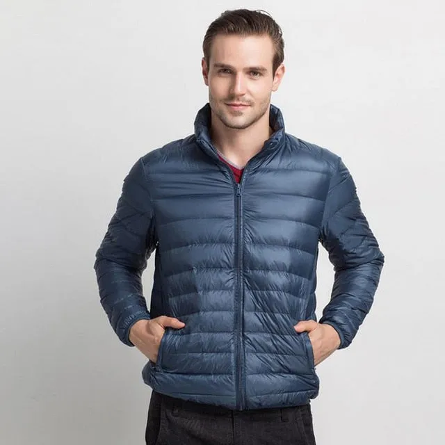 New Autumn Winter Man Duck Down Jacket Ultra Light Thin Plus Size Spring Jackets Men Stand Collar Outerwear Coat