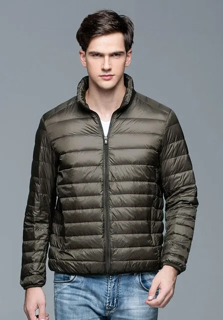 New Autumn Winter Man Duck Down Jacket Ultra Light Thin Plus Size Spring Jackets Men Stand Collar Outerwear Coat