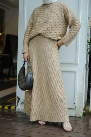 NUVOLA KNIT SKIRT IN CAPPUCCINO
