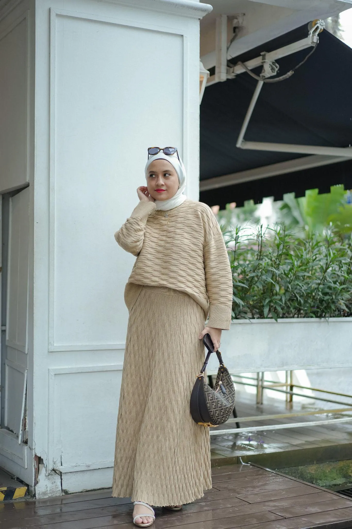 NUVOLA KNIT SKIRT IN CAPPUCCINO