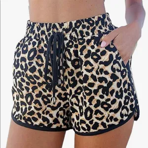 NWT Women's Fashion Summer Leopard Beach Shorts Casual Short Pants