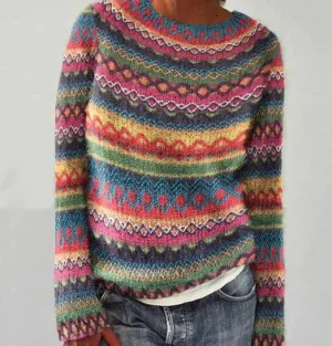 Olivian | Women's Soft Striped Colored Sweater | Warm