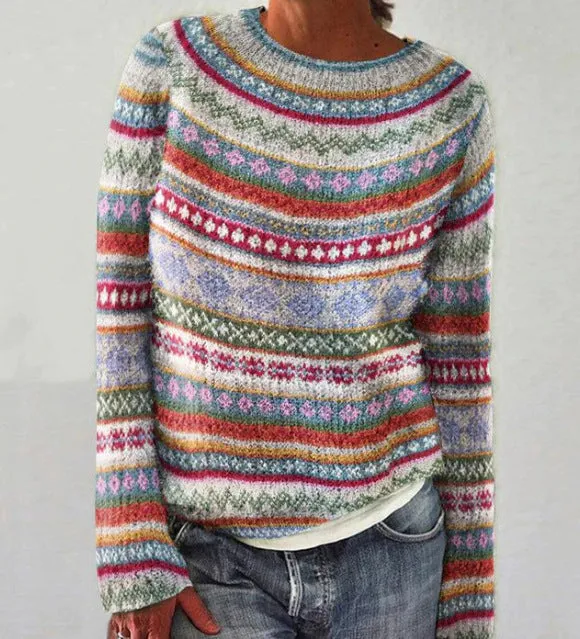 Olivian | Women's Soft Striped Colored Sweater | Warm