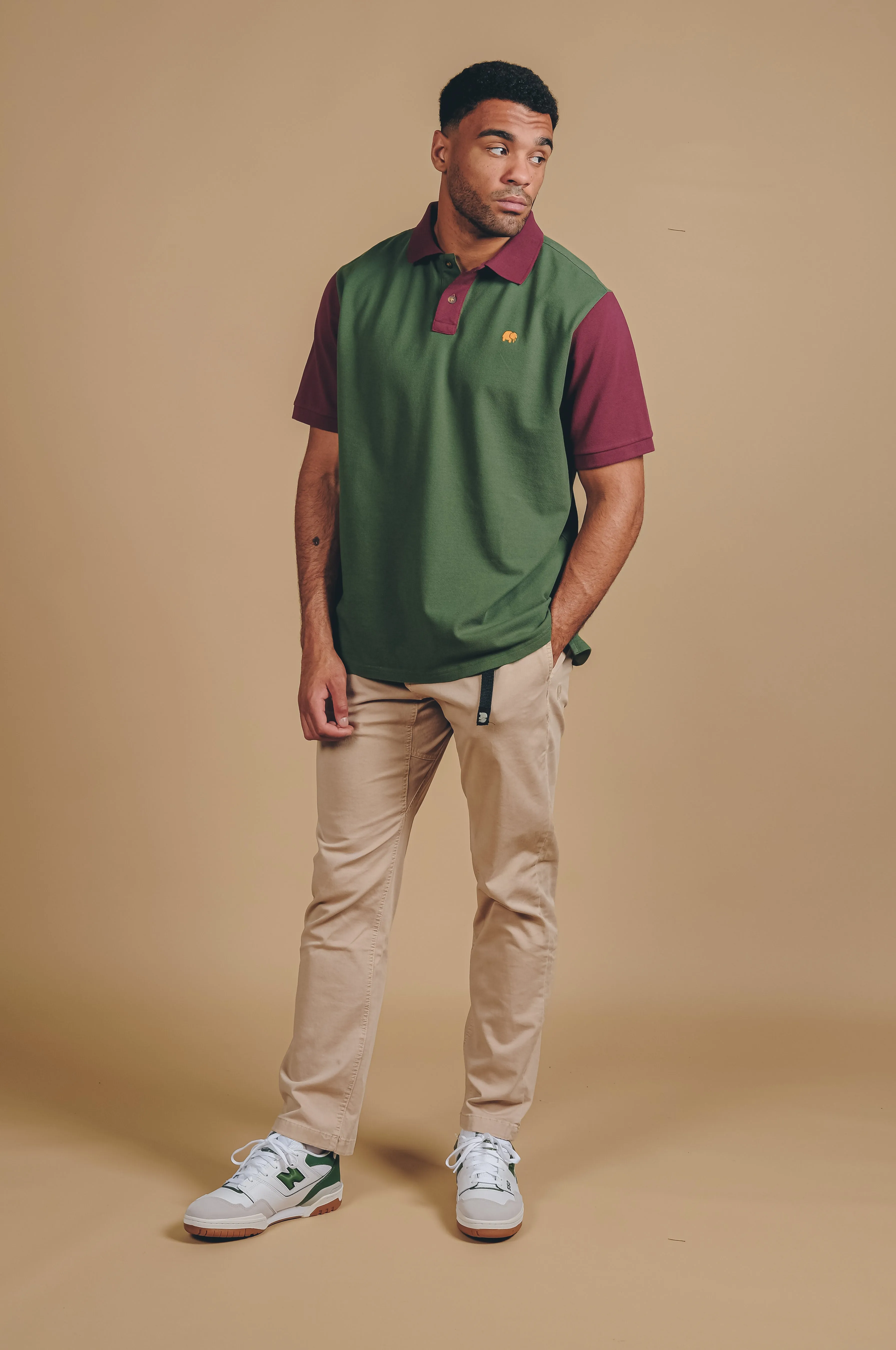Organic Color Block Polo Shirt Greener Pastures