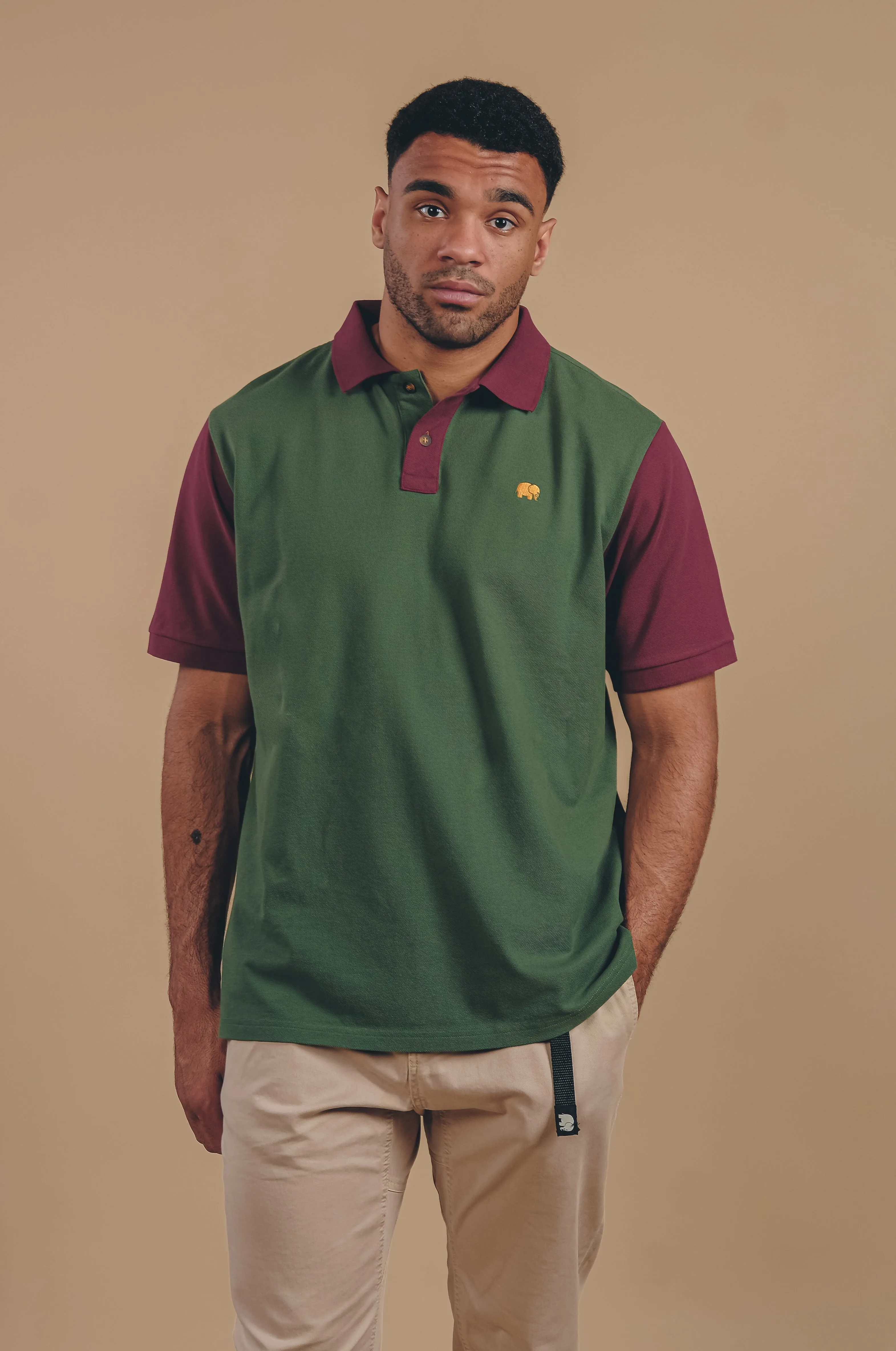 Organic Color Block Polo Shirt Greener Pastures