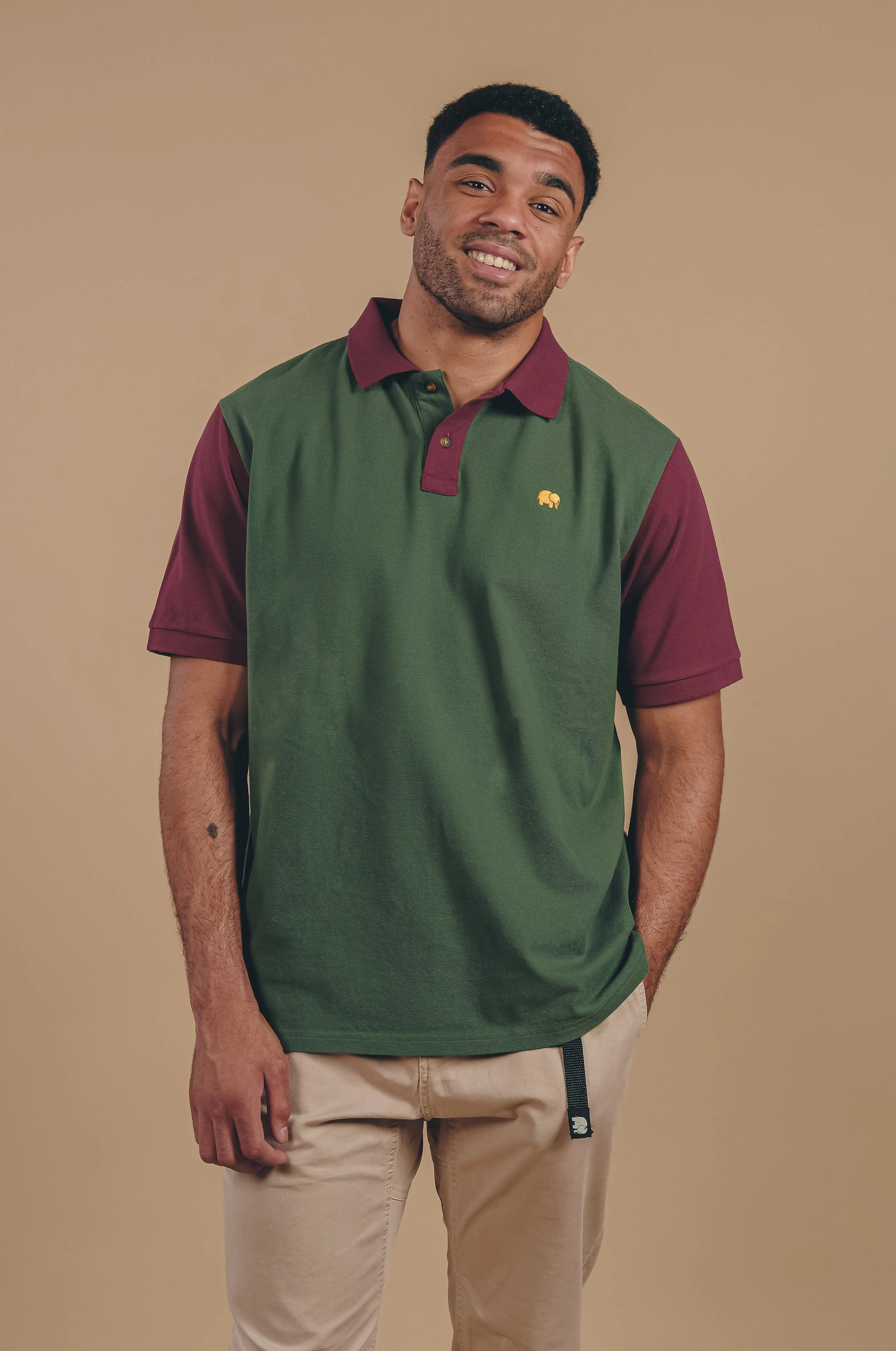 Organic Color Block Polo Shirt Greener Pastures