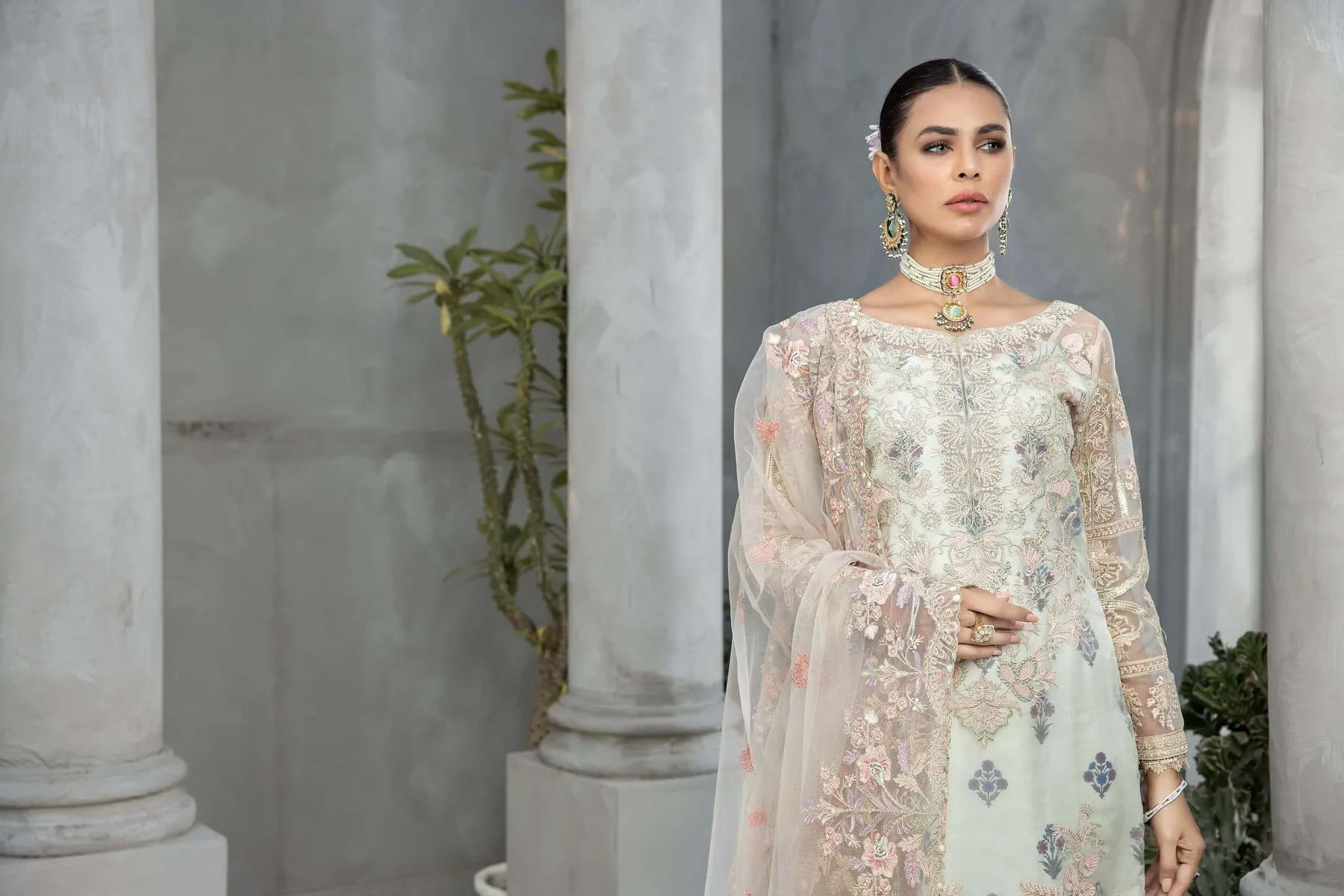 Pakistani Wedding Dress in Blue Kameez Trouser Style