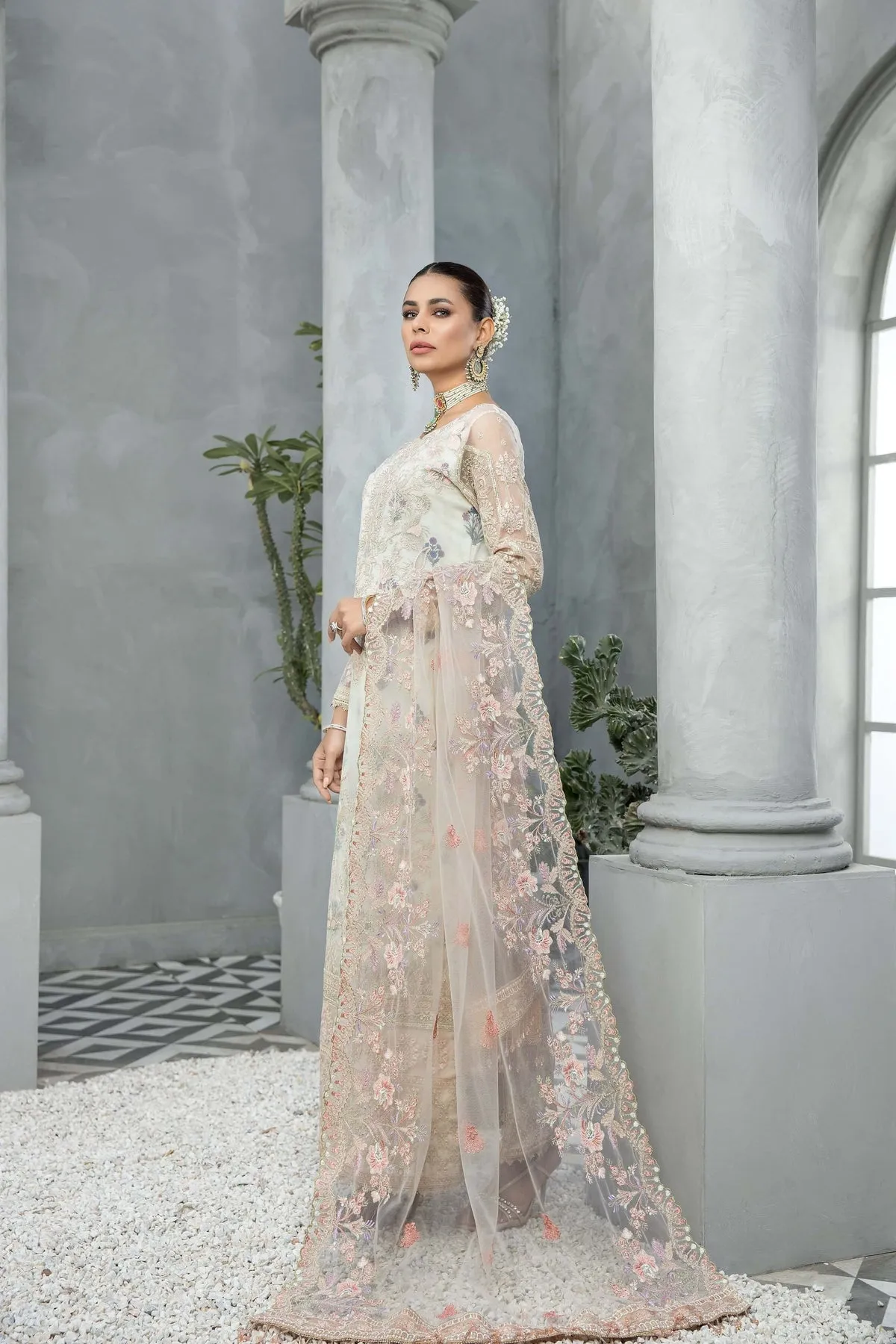 Pakistani Wedding Dress in Blue Kameez Trouser Style