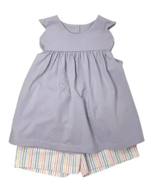 Pastel Stripe Scalloped Short Set