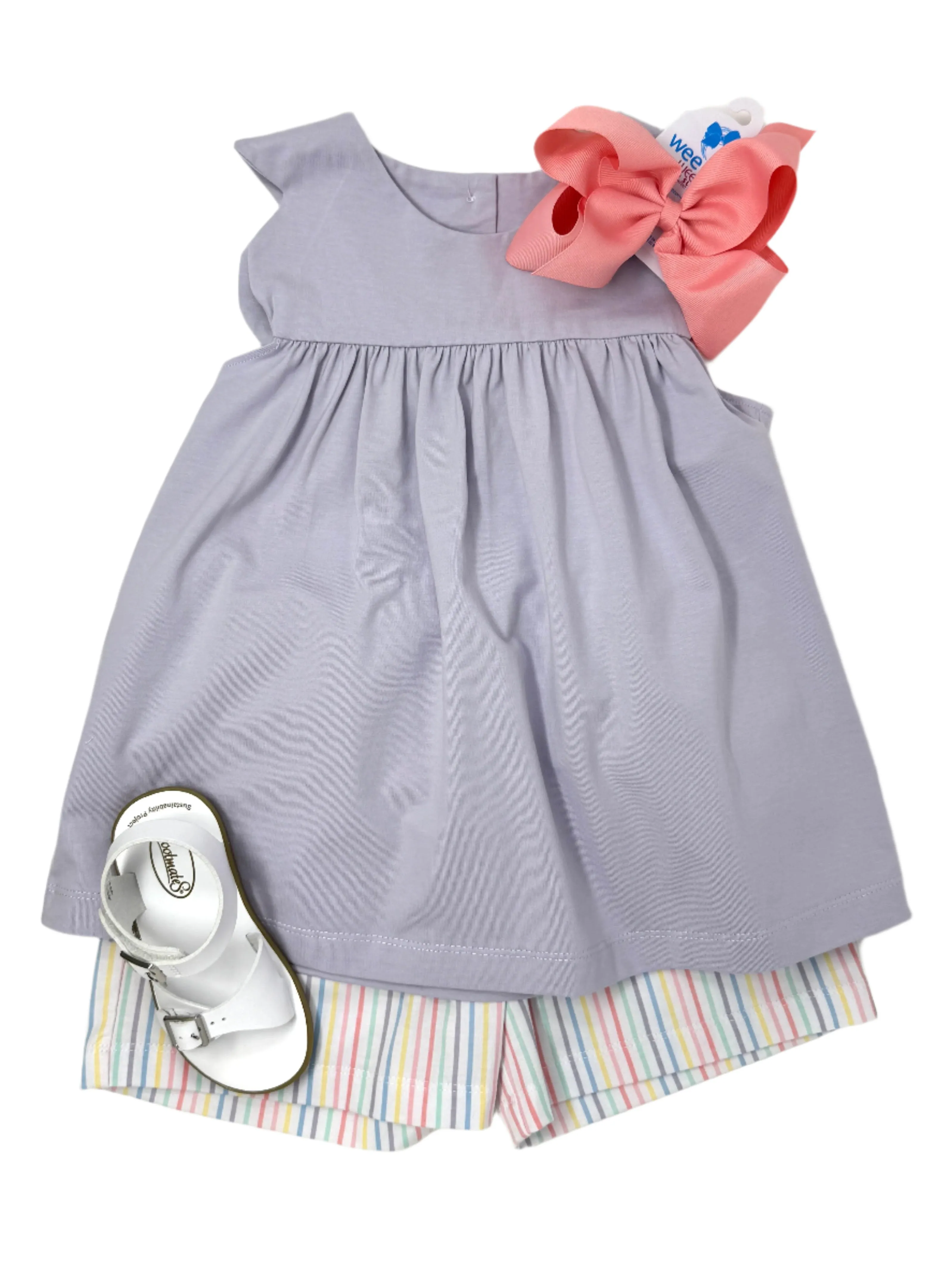 Pastel Stripe Scalloped Short Set