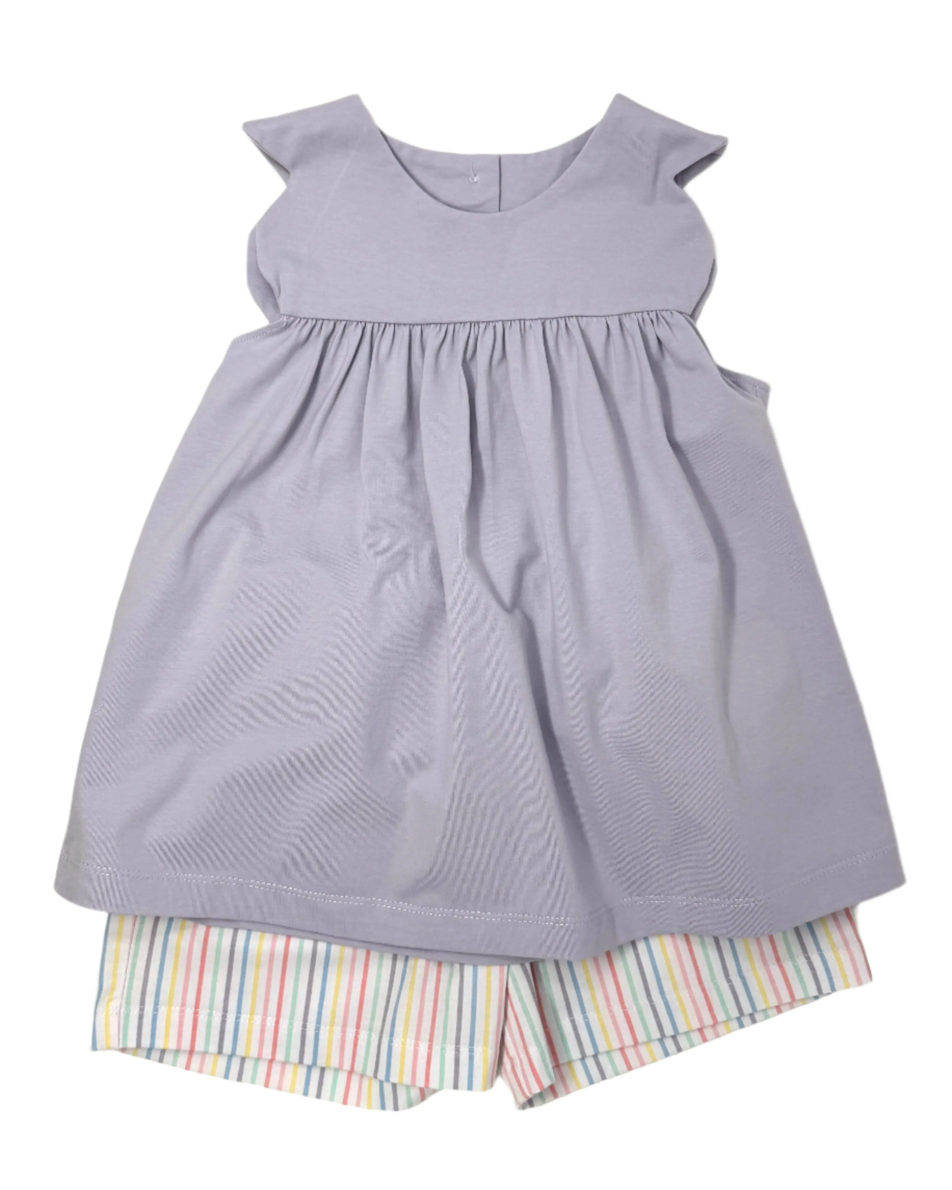 Pastel Stripe Scalloped Short Set