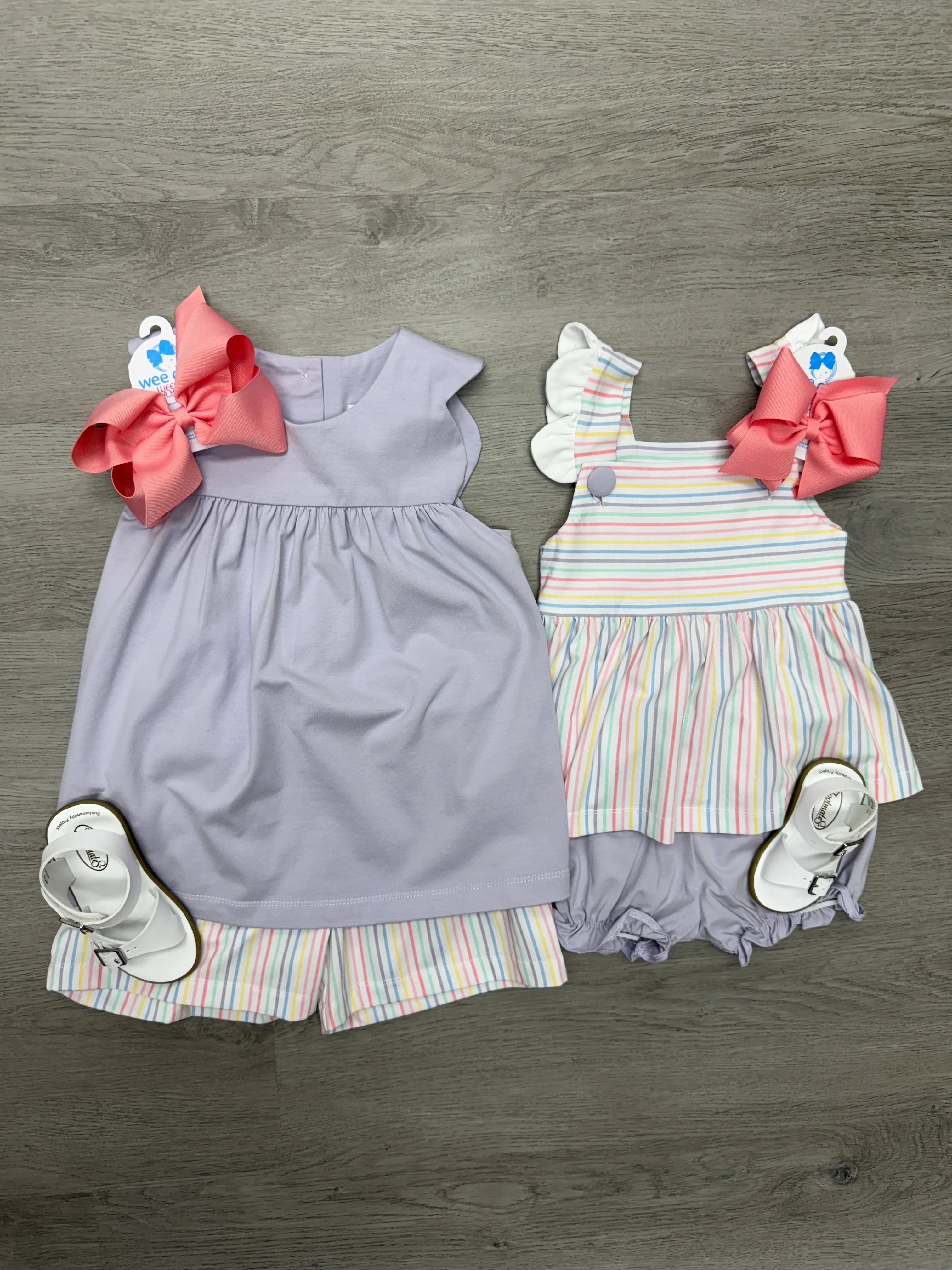 Pastel Stripe Scalloped Short Set