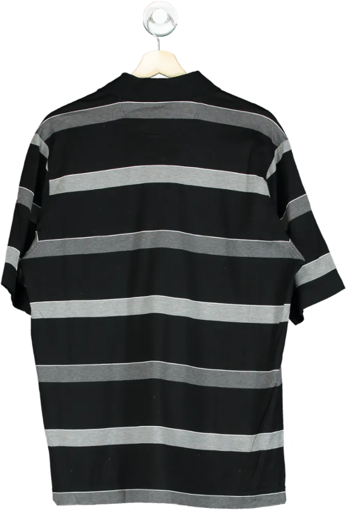 Paul & Shark Black and Grey Striped Polo Shirt UK L