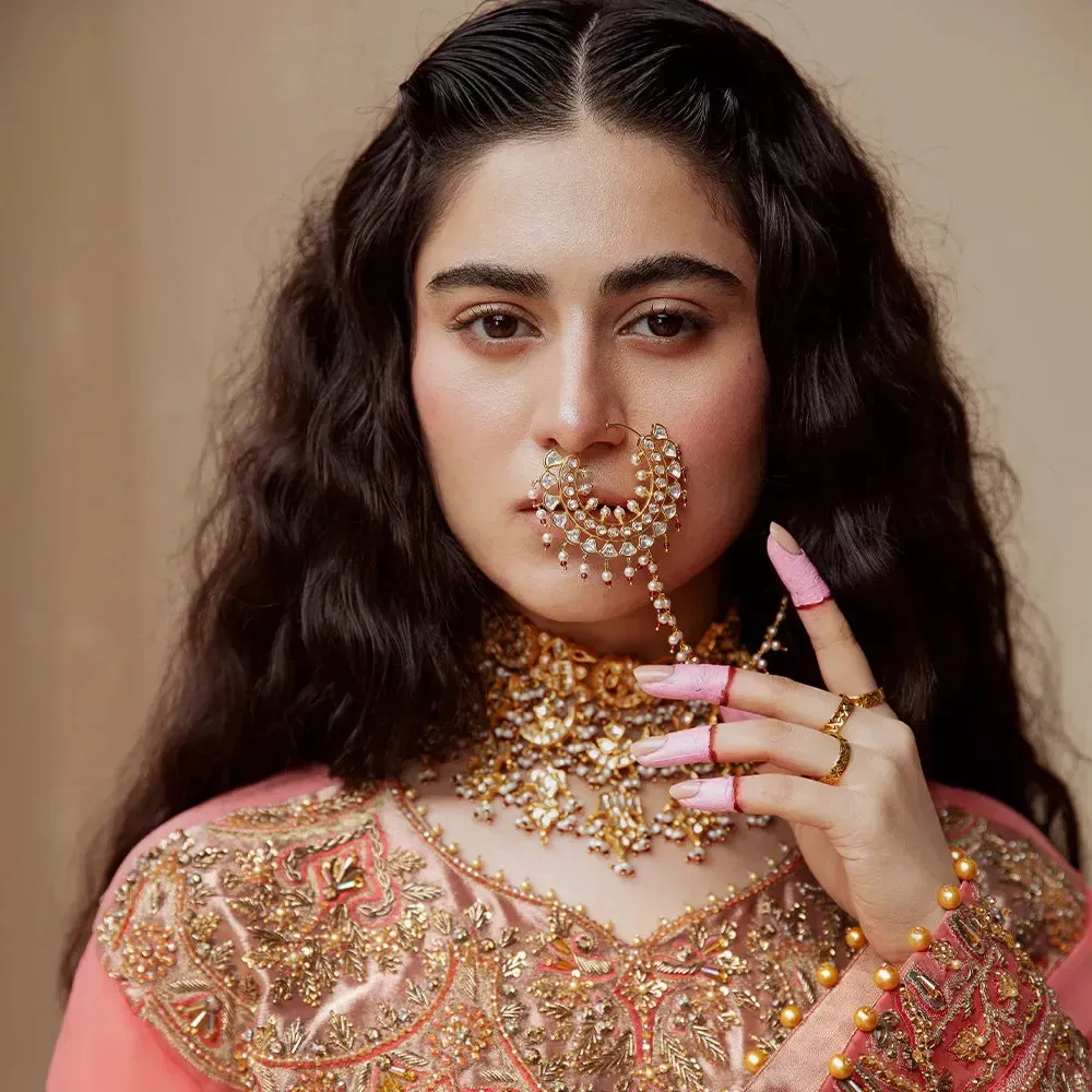 Peach Wedding Dress Pakistani in Kameez Trouser Style