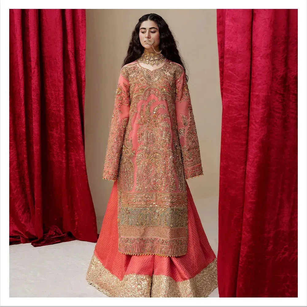 Peach Wedding Dress Pakistani in Kameez Trouser Style