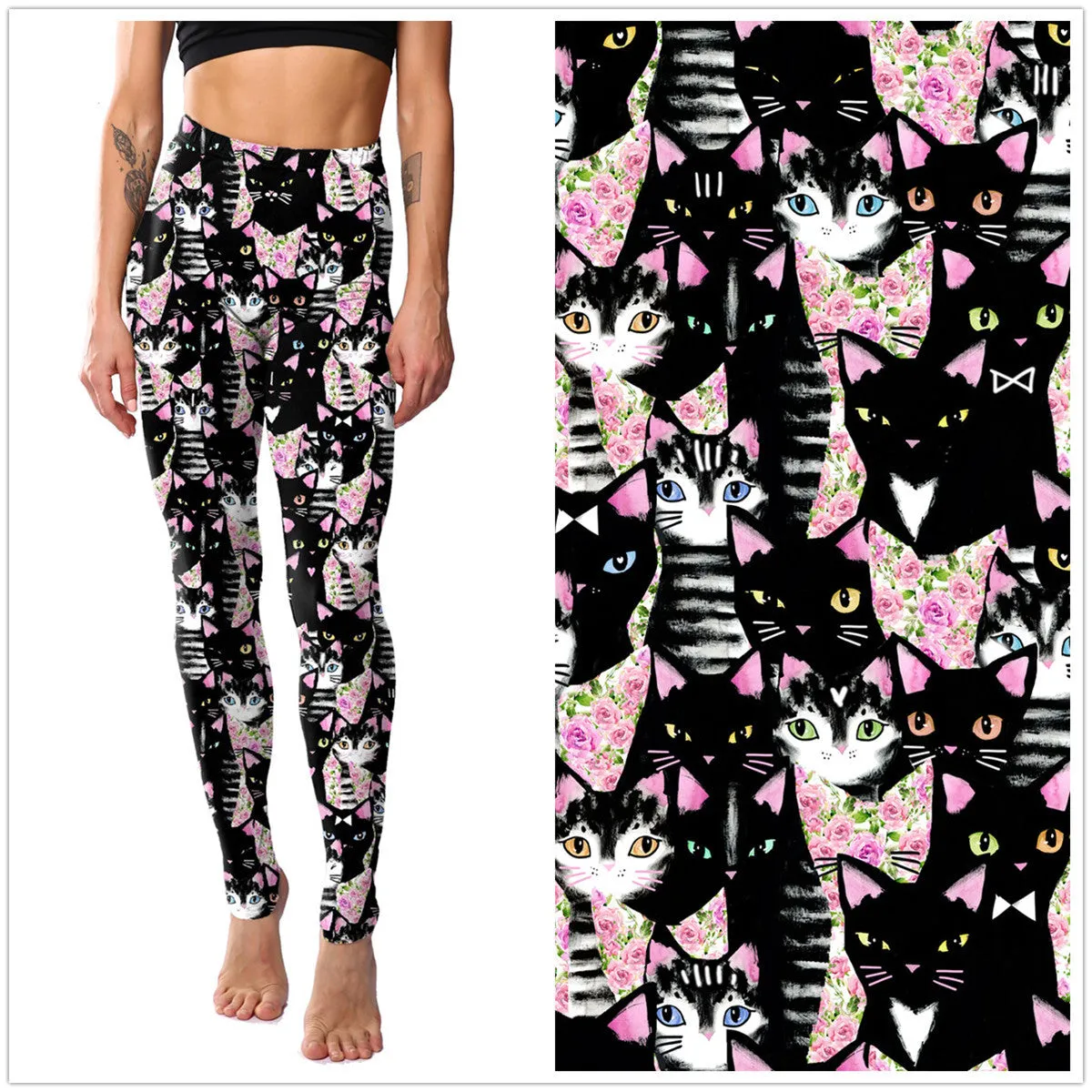 Personalized Kitten Print Leggings