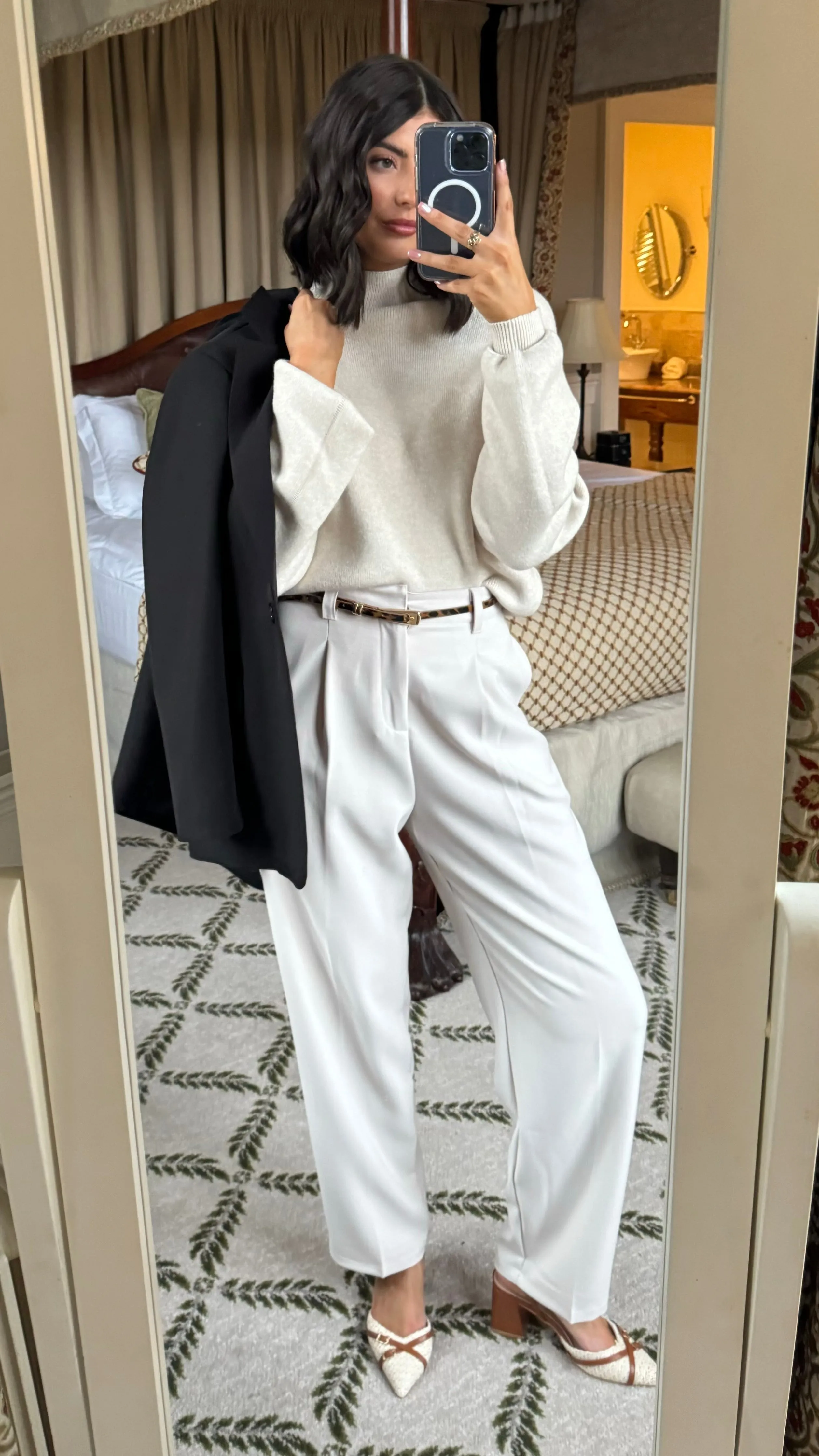 Petra Beige Straight Leg Trousers