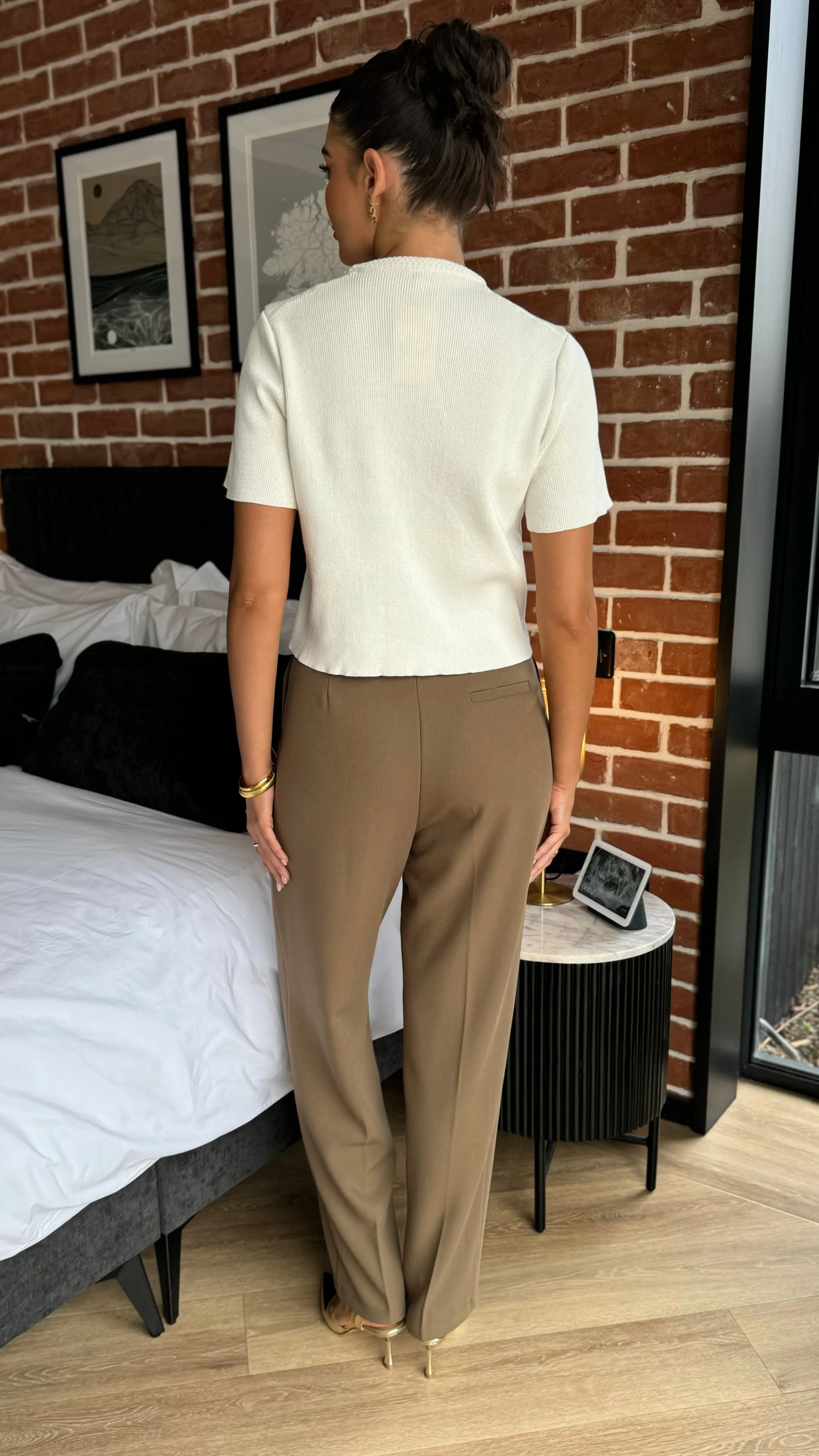 Petra Taupe Straight Leg Trousers