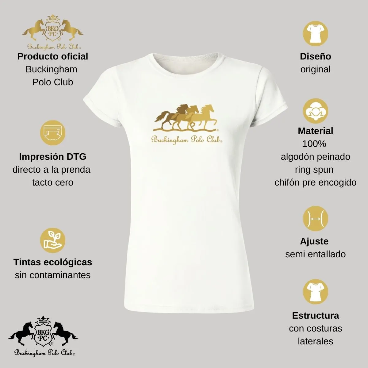 Playera Mujer Buckingham Polo Club Caballos