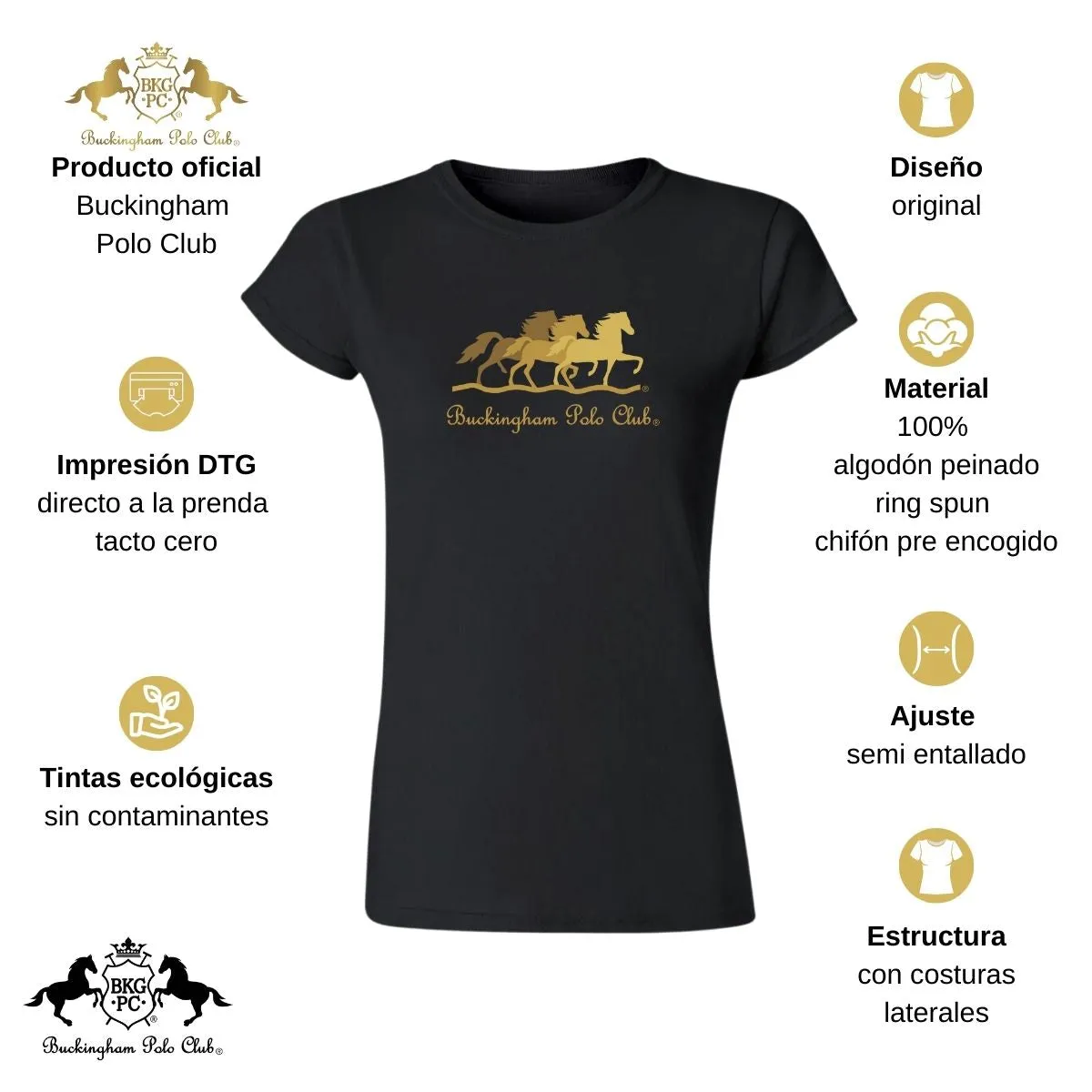 Playera Mujer Buckingham Polo Club Caballos