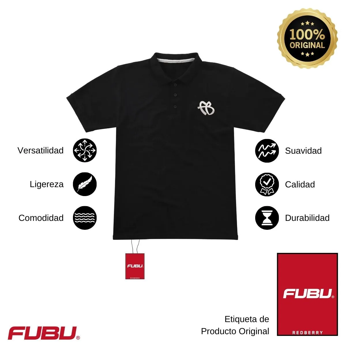 Playera Tipo Polo Piqué Hombre Fubu FB Mono Bordado