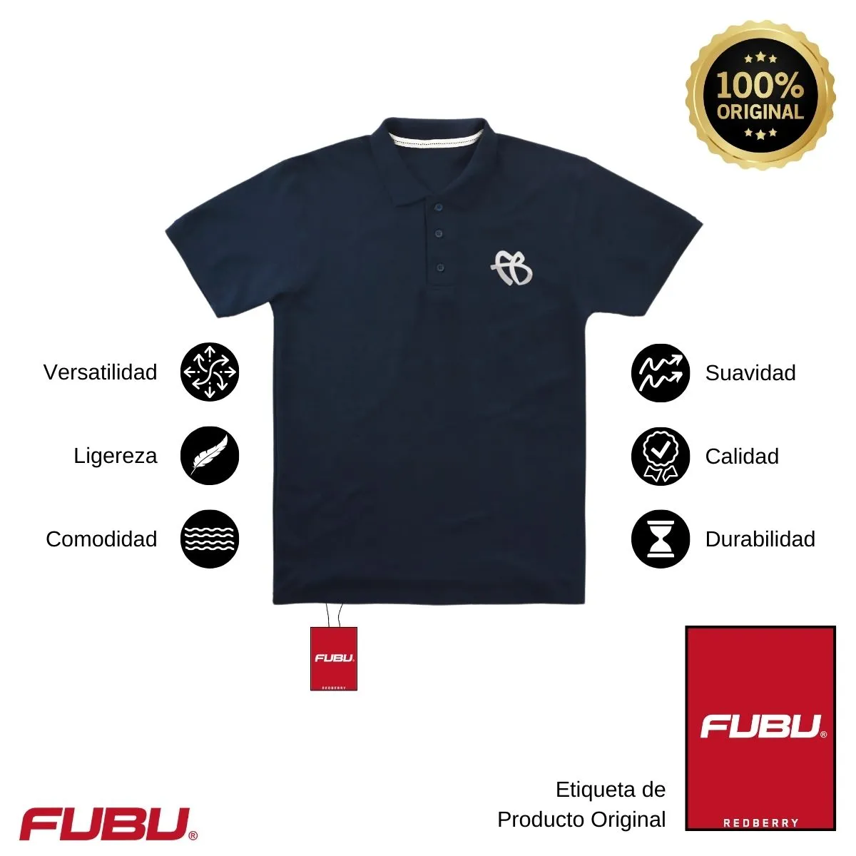Playera Tipo Polo Piqué Hombre Fubu FB Mono Bordado