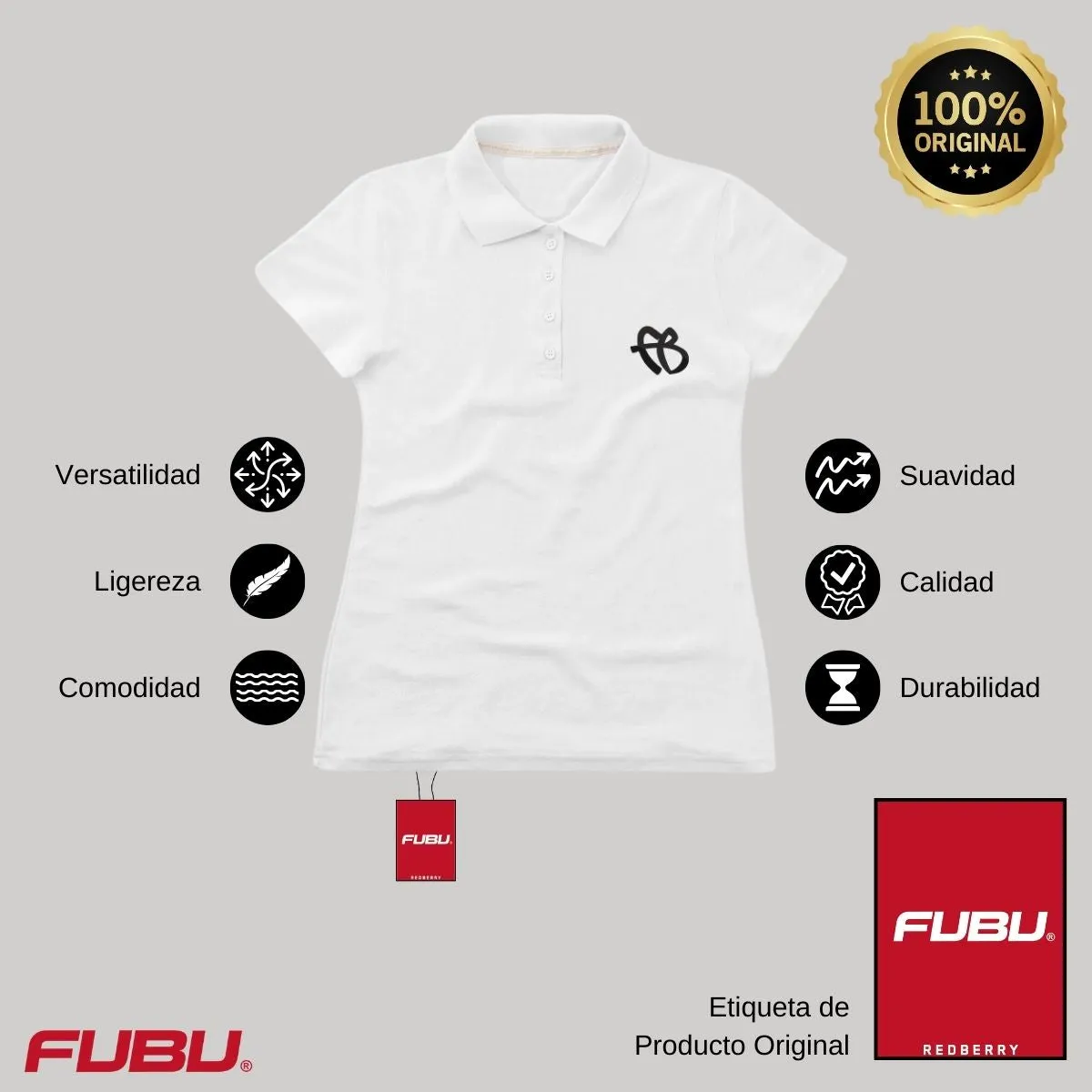 Playera Tipo Polo Piqué Mujer Fubu FB Mono Bordado