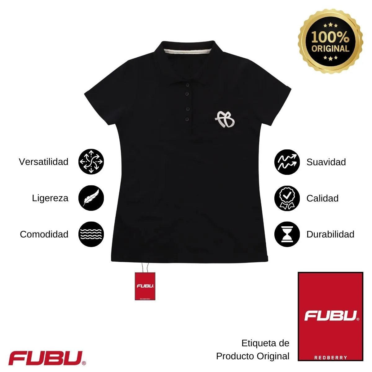 Playera Tipo Polo Piqué Mujer Fubu FB Mono Bordado