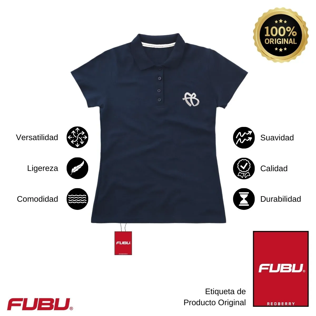 Playera Tipo Polo Piqué Mujer Fubu FB Mono Bordado
