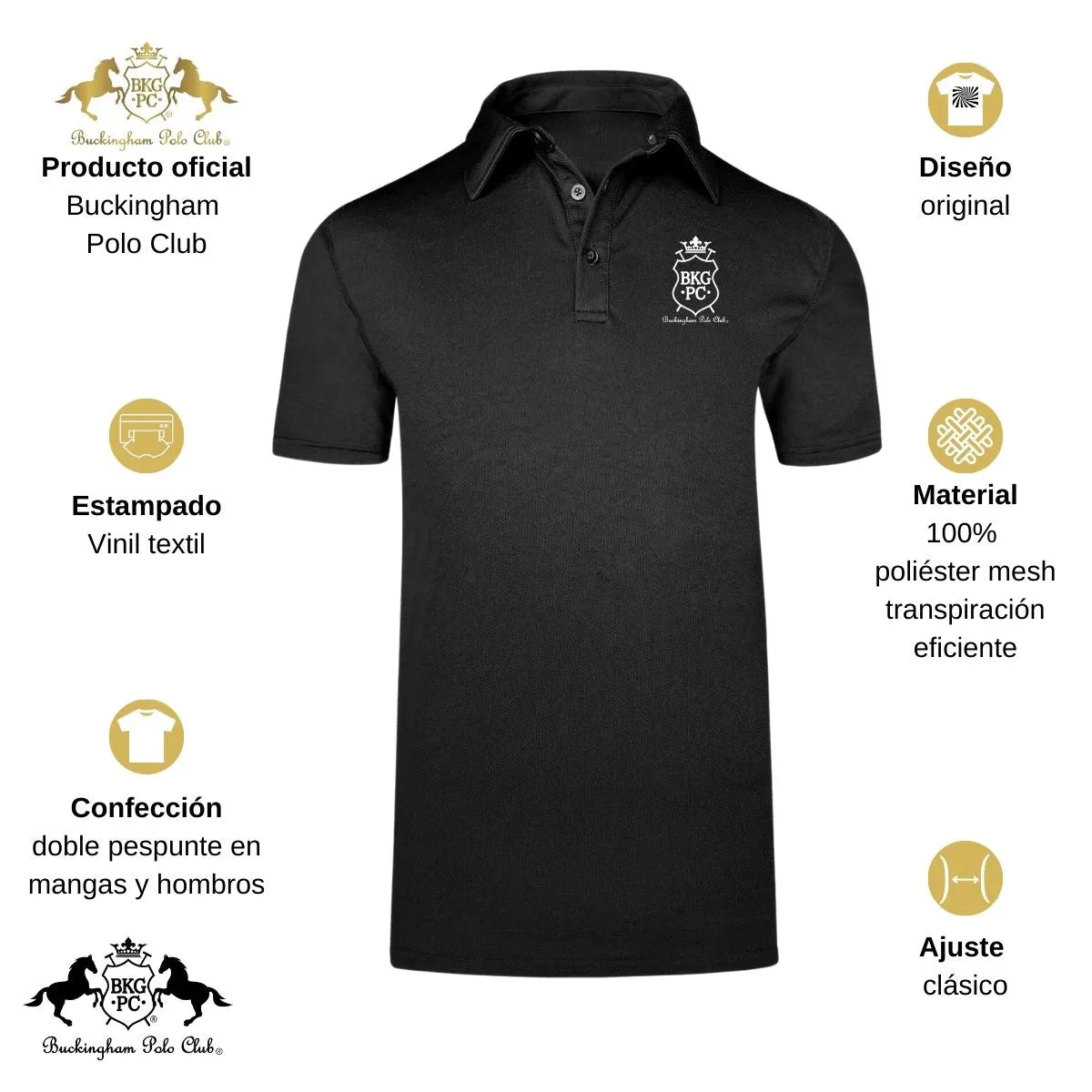 Playera Tipo Polo Transpirable Hombre Buckingham Polo Club BKG PC