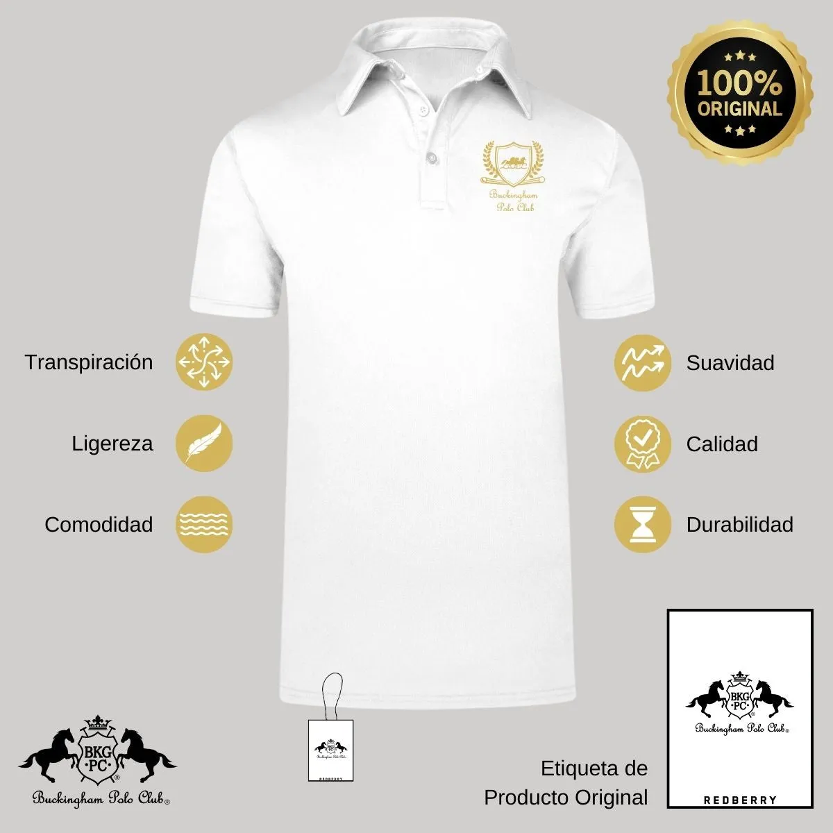 Playera Tipo Polo Transpirable Hombre Buckingham Polo Club Royal