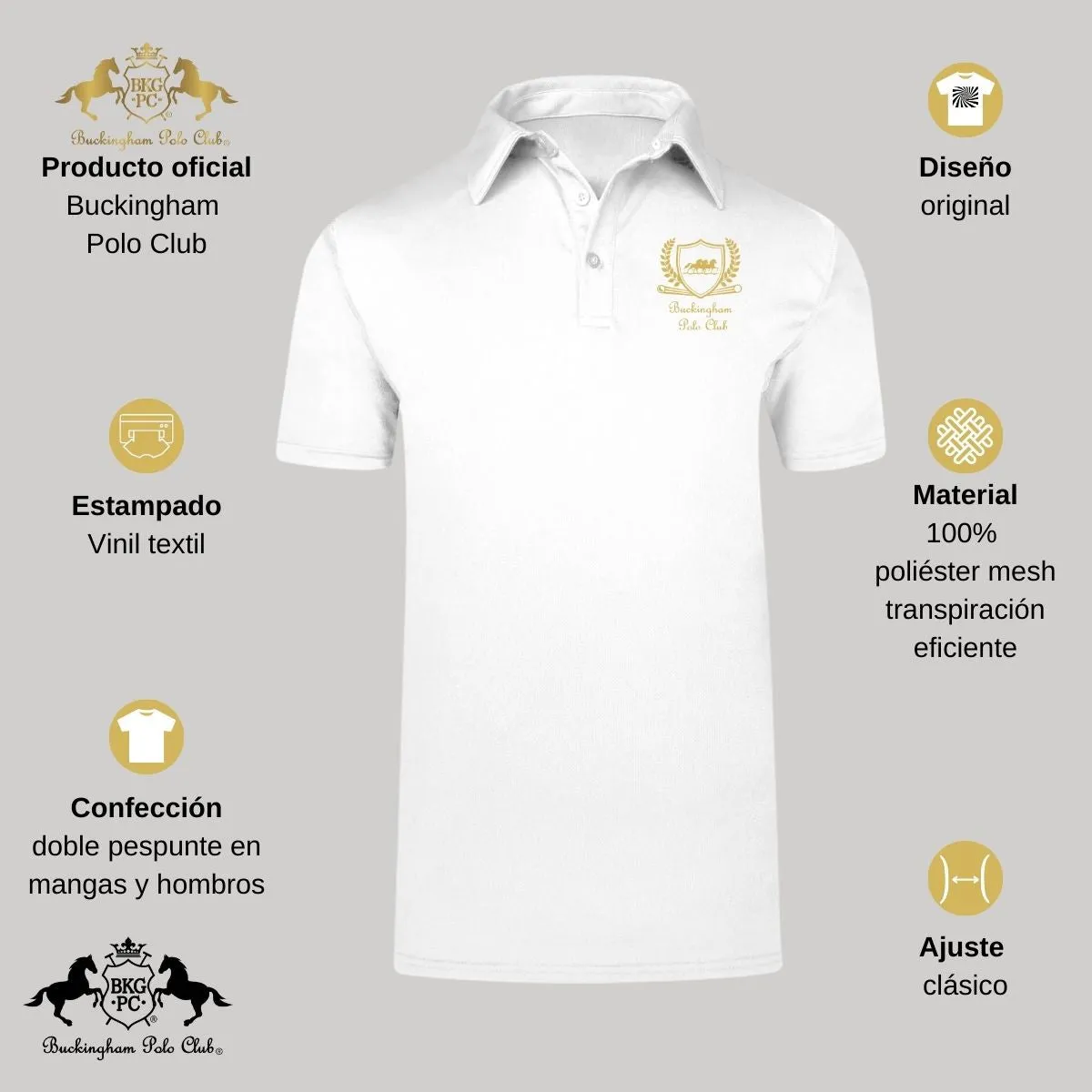 Playera Tipo Polo Transpirable Hombre Buckingham Polo Club Royal