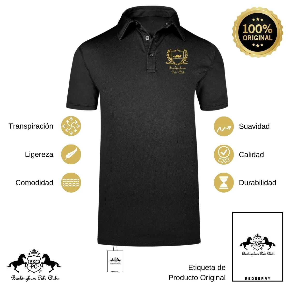 Playera Tipo Polo Transpirable Hombre Buckingham Polo Club Royal