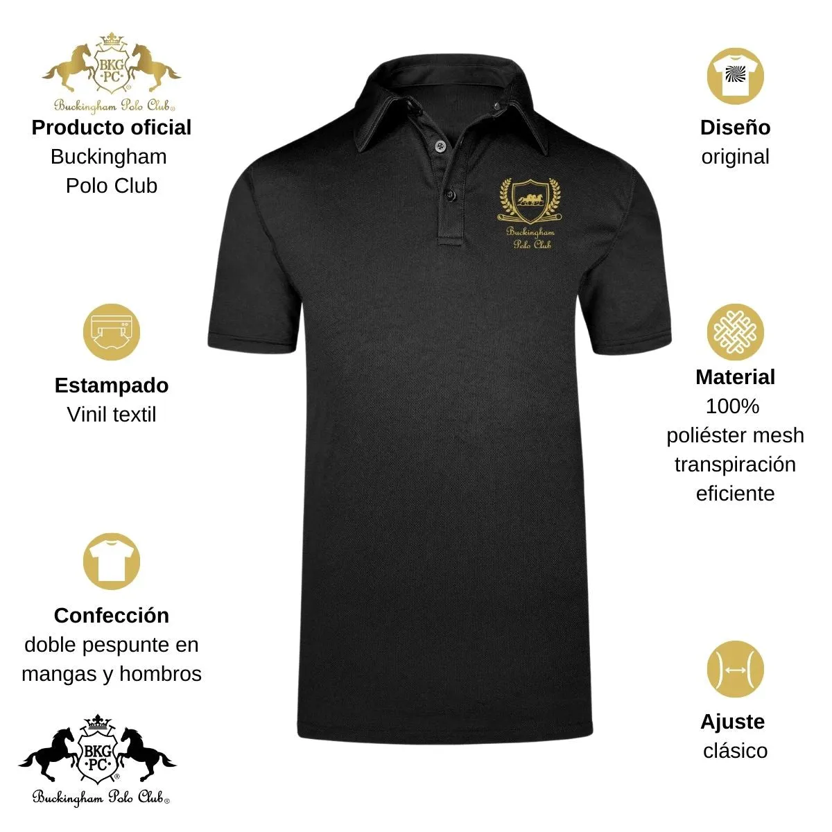 Playera Tipo Polo Transpirable Hombre Buckingham Polo Club Royal