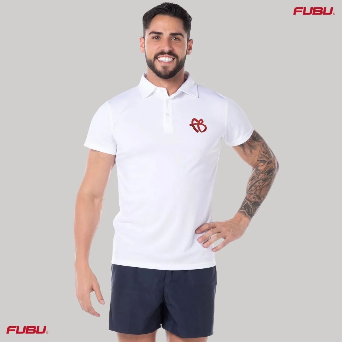 Playera Tipo Polo Transpirable Hombre Fubu FB Rojo Bordado