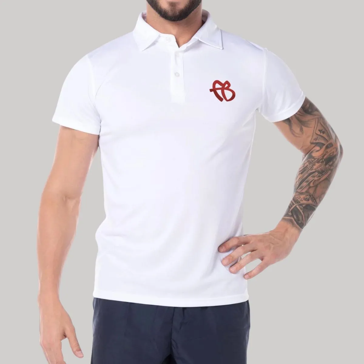 Playera Tipo Polo Transpirable Hombre Fubu FB Rojo Bordado