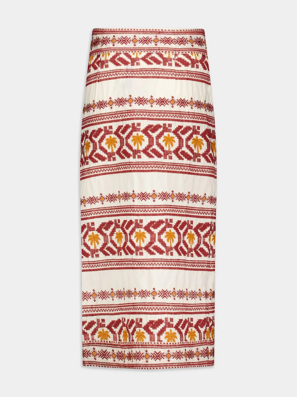 Pleno Sol-Embroidered Cotton Wrap Skirt