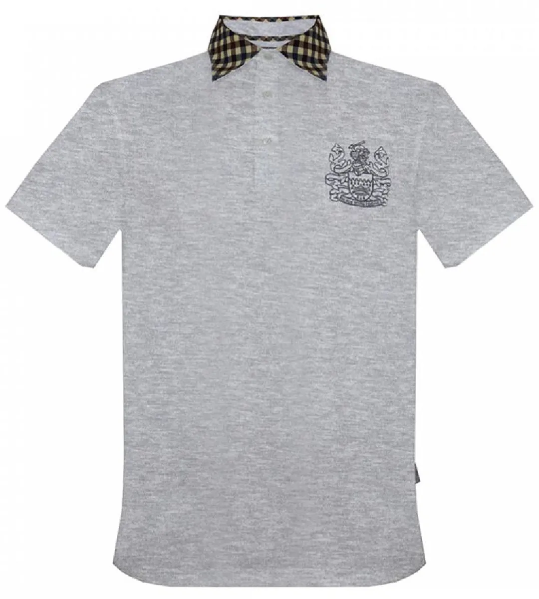 POLO Aquascutum London Casual Mens Poloshirt Check Embroidered NEW! Grey