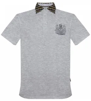 POLO Aquascutum London Casual Mens Poloshirt Check Embroidered NEW! Grey
