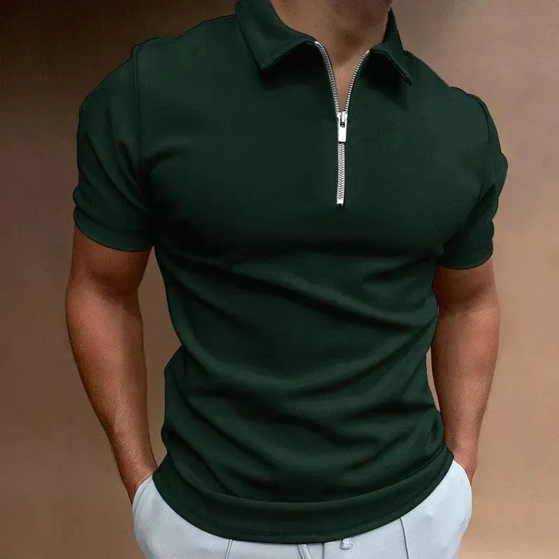 Polo Zane™ | Men's Slim Fit Polo Shirt | Zipper Closure, Short Sleeve, Breathable Casual Wear