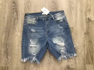 PS HIGH RISE BERMUDA UNEVEN FRAY HEM