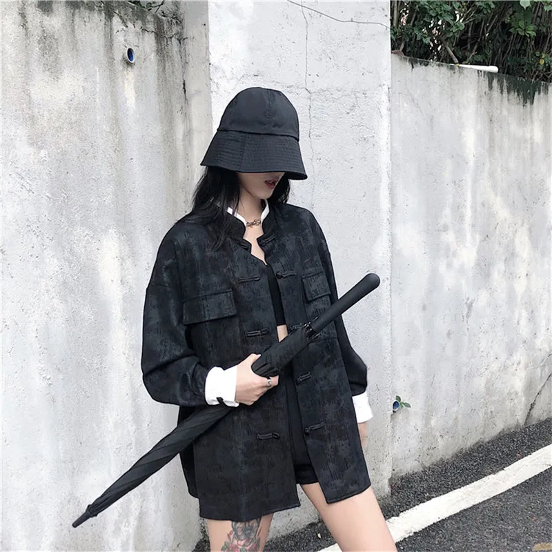 "DARK BLACK RETRO" SHIRT AUTUMN JACKET K111008