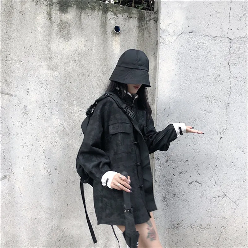 "DARK BLACK RETRO" SHIRT AUTUMN JACKET K111008