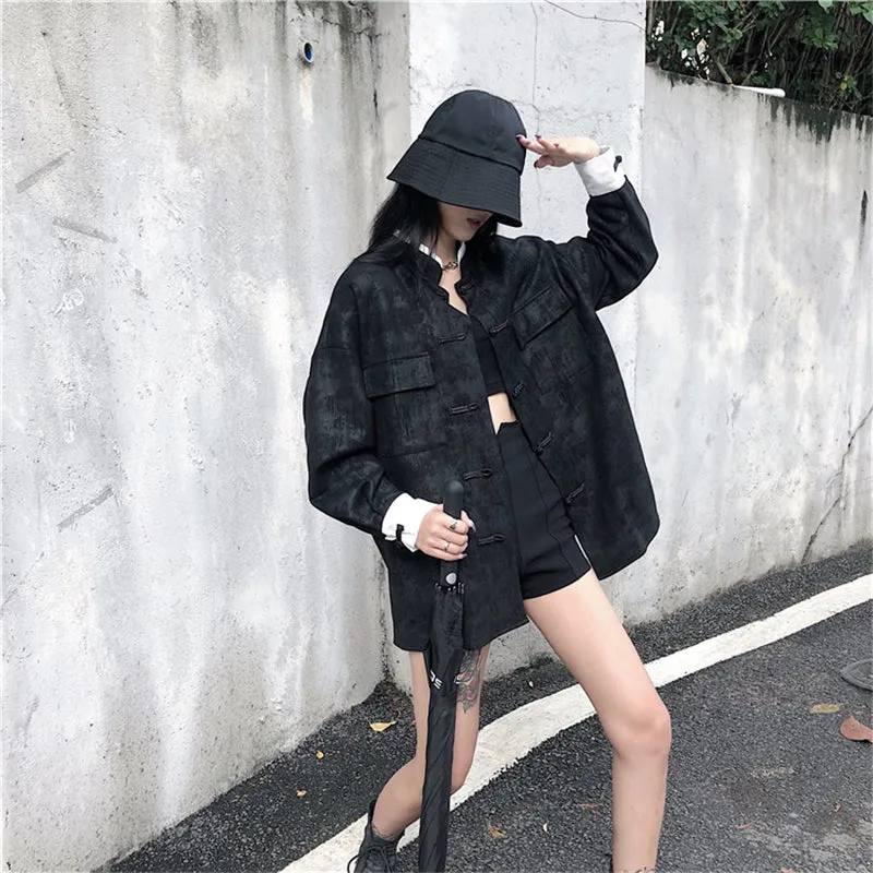 "DARK BLACK RETRO" SHIRT AUTUMN JACKET K111008