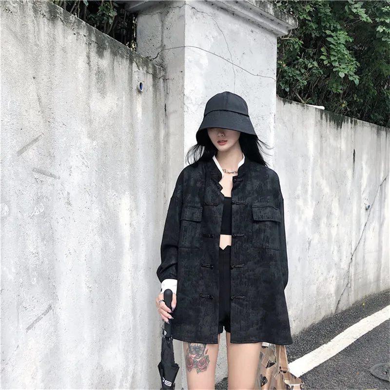 "DARK BLACK RETRO" SHIRT AUTUMN JACKET K111008