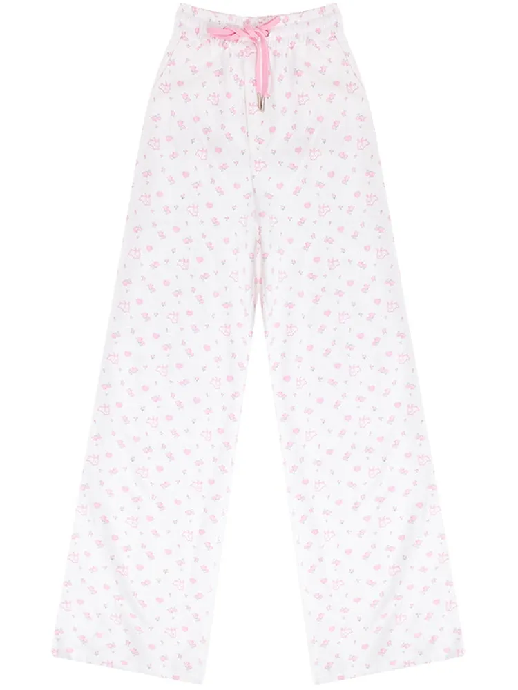 Rabbit Floral Casual Pants
