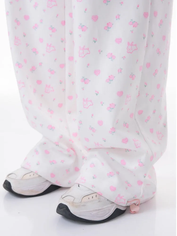Rabbit Floral Casual Pants