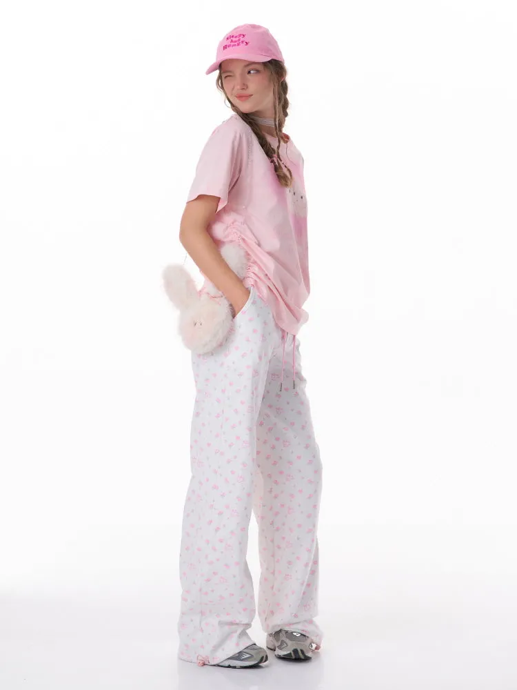 Rabbit Floral Casual Pants